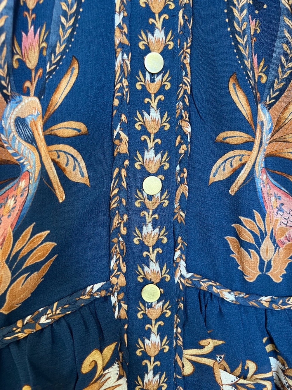 Farm Rio Navy Blue Sea Garden Braid Details Maxi Dress - NWT in Original Box - Picture 10 of 12